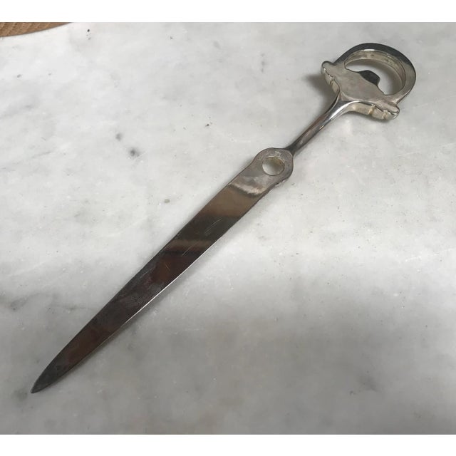 Silver Vintage Silver Plated Equestrian Letter Opener, Italy, 1980s For Sale - Image 8 of 10