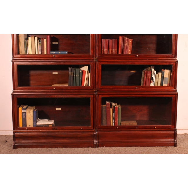 Antique Waterfall Bookcases in Mahogany from Globe Wernicke, 1900 For Sale - Image 3 of 11