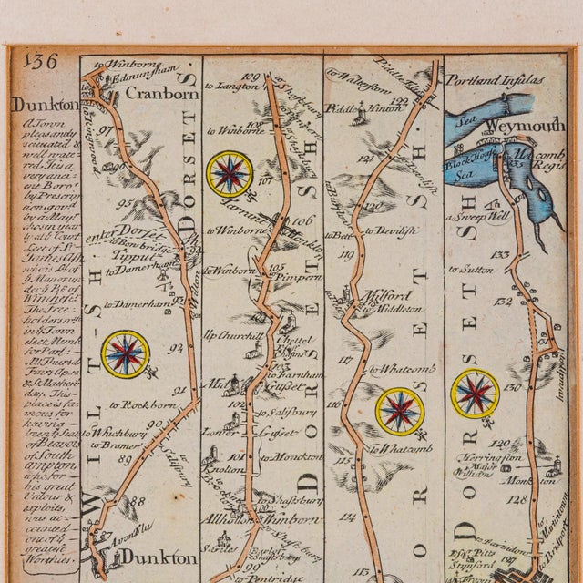 1750's Antique Coaching Road Map For Sale - Image 4 of 12