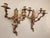 Antique Art Nouveau Pair Heavy Cast Gilt Brass 3 Light Wall Sconces With Aged Patina For Sale - Image 10 of 16