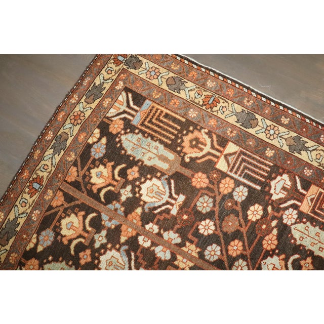 Persian Early 20th Century Zabihi Collection Brown Persian Kurd Bakhtiari Runner - 4'4" x 10'10" For Sale - Image 3 of 6