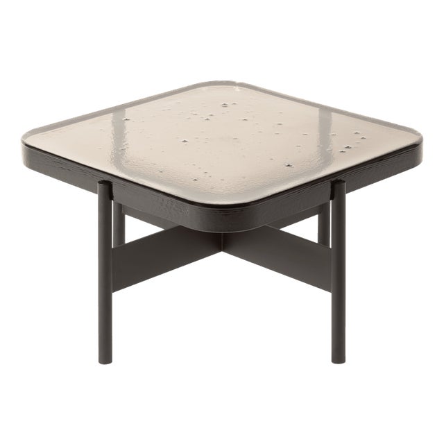 Alwa Square Two Big Side Table with Transparent Top and Black Base by Sebastian Herkner for Pulpo For Sale