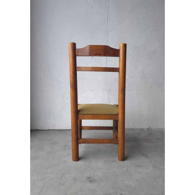 Brown Vintage 1970s Minimalist Solid Pine Dining Chairs - Set of 8 For Sale - Image 8 of 10