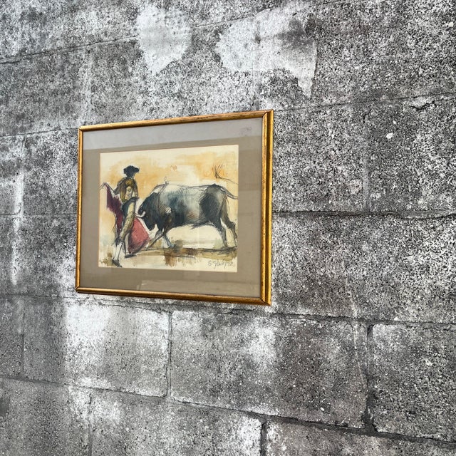 Original Mid-Century Watercolor and Ink Drawing Framed and Signed by the Artist. For Sale - Image 14 of 17