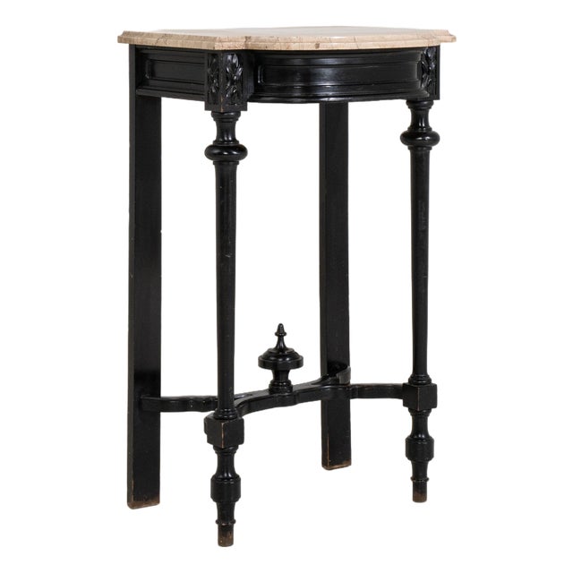 19th Century France Napoleon III Black Wood Console Table For Sale