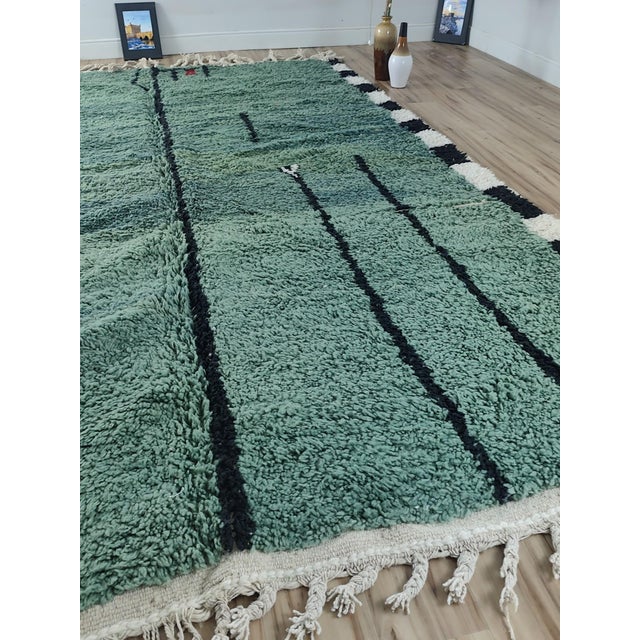 Contemporary Forest Green Abstract Wool Moroccan Rug For Sale - Image 12 of 12