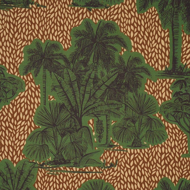 Traditional Schumacher Tropical Safari Print Fabric In Orinoco Verdant Oasis For Sale - Image 3 of 5