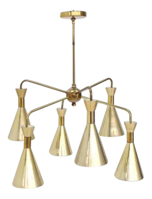 Vintage Mid Century Cone Shades Sputnik Style Chandelier