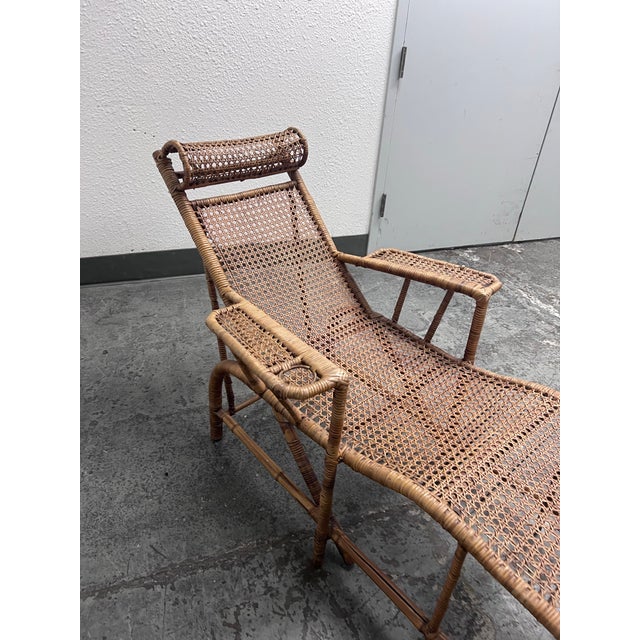 Wood Antique Chinese Bamboo Reclining Chair, 1920's For Sale - Image 7 of 12