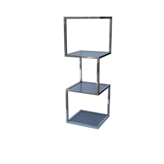 DIA - Design Institute America Milo Baughman Chrome Etagere With Asymmetrical Form For Sale - Image 4 of 6