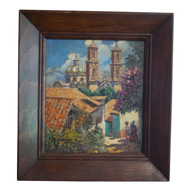Mid Century Fidel Figueroa Taxco Mexico Painting For Sale