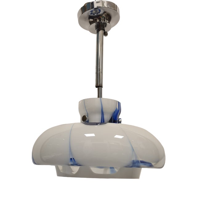 Space Age Hanging Light in Blue and White, 1980s For Sale