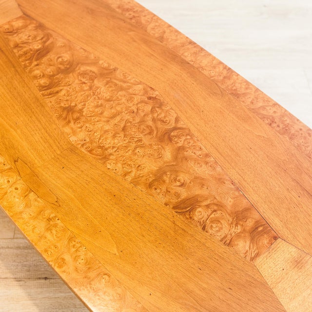 Vintage Mid Century Modern Burlwood Coffee Table With Brass Accents For Sale - Image 15 of 15