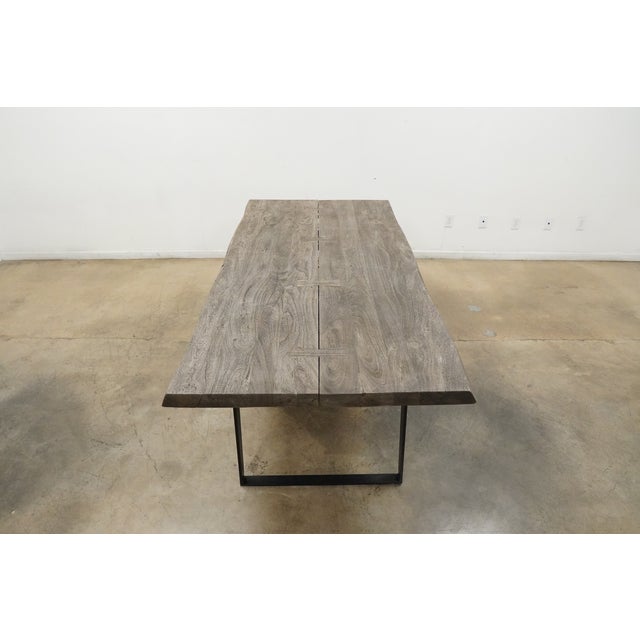 Light Gray Crate & Barrel Yukon Weathered Grey Live Edge Solid Wood Dining Table For Sale - Image 8 of 11