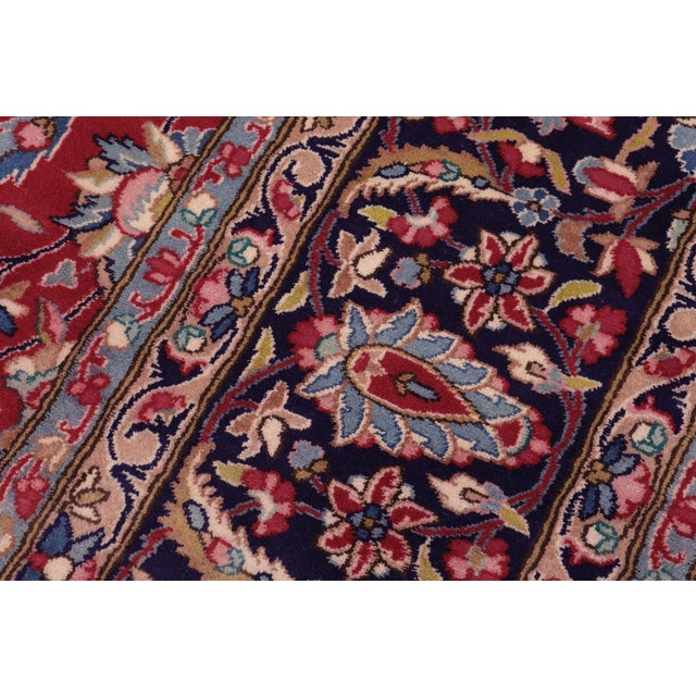 Textile Vintage Hand-Knotted Wool Rug – 9'10" X 13'4" – Red & Blue Allover For Sale - Image 7 of 8