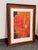 Design Plus Gallery presents a Custom Framed Abstract Mixed Media Artwork. In a vivid orange palette with gestural line...