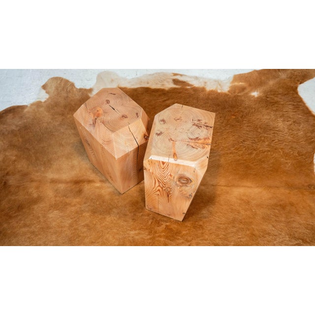 Studio Craft After Jb Blunk Pine Wood Side Tables - A Pair For Sale - Image 10 of 16