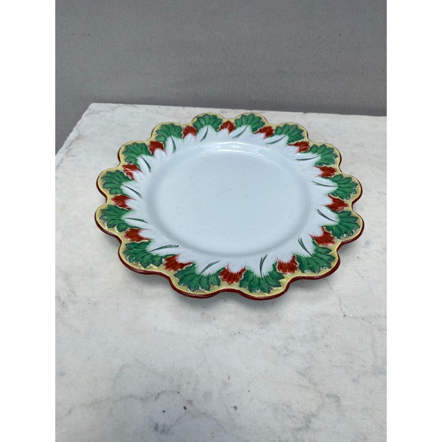 19th Century Majolica Leaves Plate Creil & Montereau.