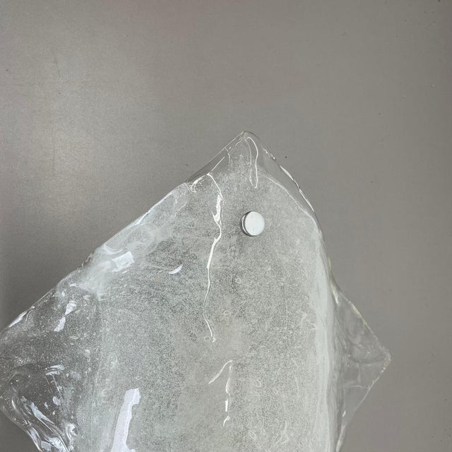 1970s Large Vintage Hollywood Regency Ice Glass Wall Light Made from Kalmar Lights, 1970 For Sale - Image 5 of 18