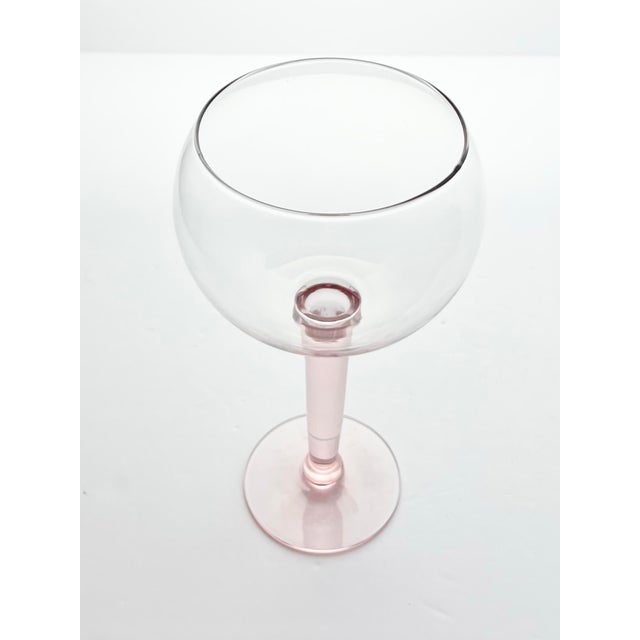 1980s Vintage Blush Pink Blown Large Balloon Bowl Wine Glasses - Set of 4 For Sale - Image 4 of 5