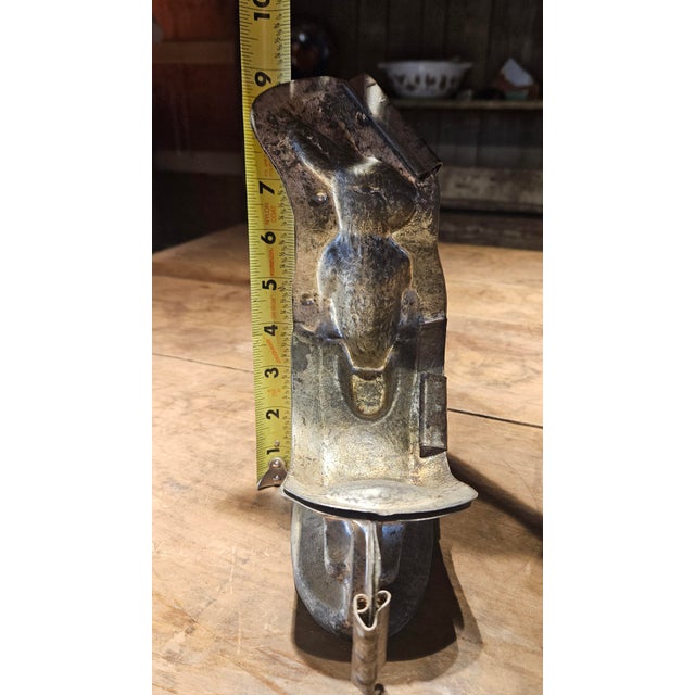 Rare Pewter "Bunny Pushing Wheelbarrow" Victorian Era Ice Cream Mold For Sale - Image 9 of 10