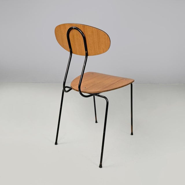 Mid-Century Modern Italian Chairs in Brown Formica and Black Metal, 1960s, Set of 6 For Sale - Image 6 of 18