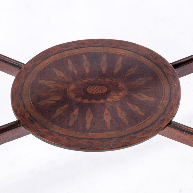 Absolutely beautiful inlaid mahogany vitrine. Great for a display case in any room. Painted with great detail, even along...