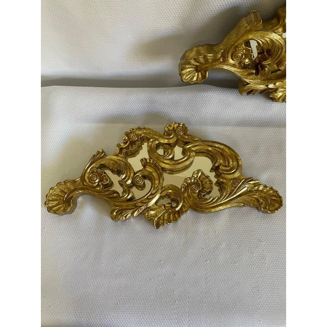 Vintage Gilded Decorative Scroll Mirror Wall Swags - a Pair For Sale - Image 4 of 12