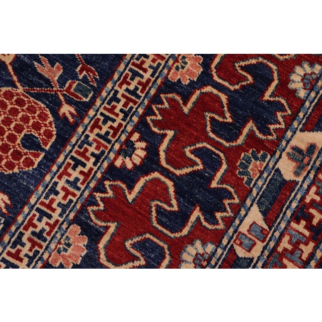 Bohemian Super Kazak Blue/Red Wool Rug - 7'0'' X 7'8'' For Sale In New York - Image 6 of 10