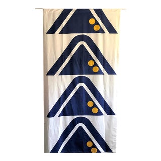 1960s Blue Yellow Abstract Textile Wall Tapestry For Sale