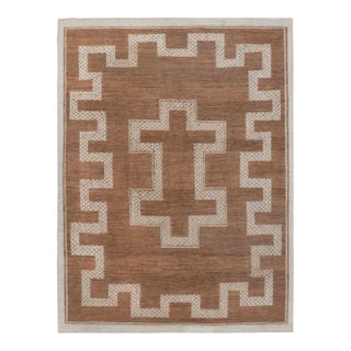 6x9Ft. Natural Brown Jute cream design Taureg Inspired Soumek Jute Hand Woven Rug For Sale