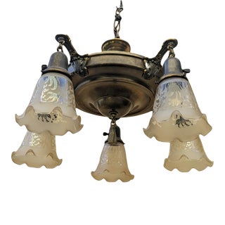 Antique Early 20th Century Victorian Tassel-Adorned Pan Chandelier For Sale