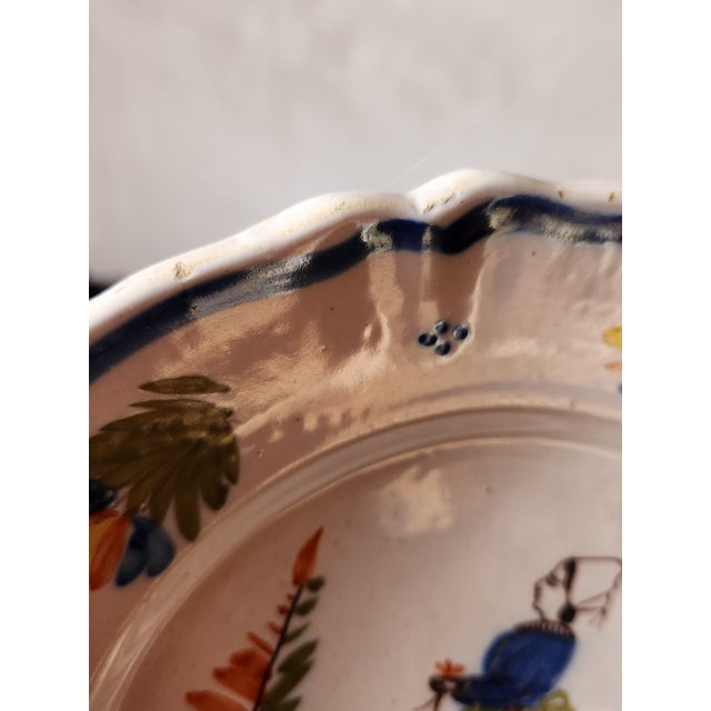 White Antique French Decorative Folk Art Plates from HR Quimper, 1800s, Set of 2 For Sale - Image 8 of 15
