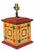 Striking vintage folk art table lamp with a square painted wood base featuring a game board-inspired design. All four...