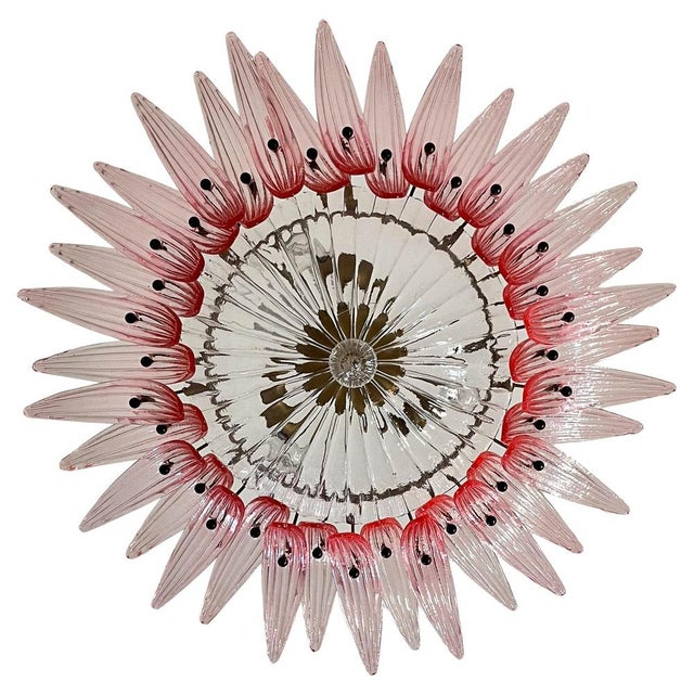 1970s Mid-20th Century Pink Murano Chandelier, 1970s, Set of 2 For Sale - Image 5 of 18