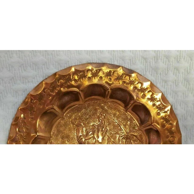 Metal Antique Handmade Ornate Copper Wall Decor Plate Palm Tree, Camel, Bedouin For Sale - Image 7 of 7