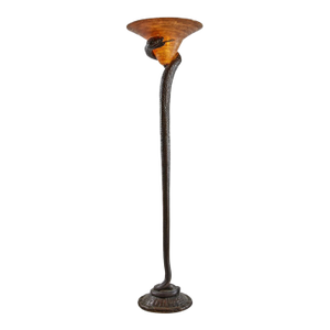 Edgar Brandt Style Art Deco Cobra Floor Lamp, Mid 20th Century
