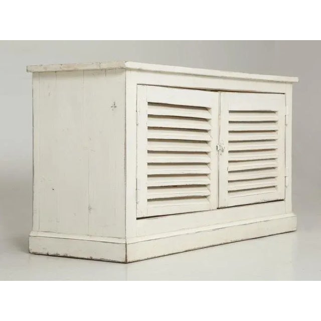 French Country Country French Louvered Cabinet or Low Buffet For Sale - Image 3 of 11