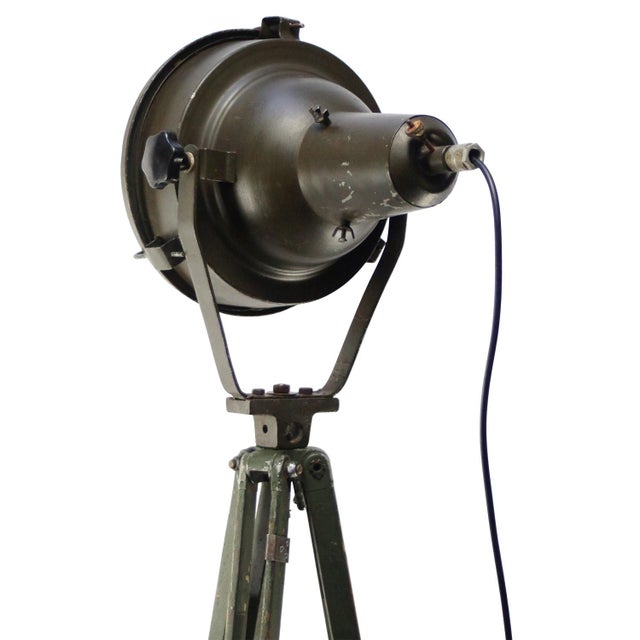 Vintage Industrial Clear Glass and Wooden Floor Lamp For Sale - Image 6 of 9