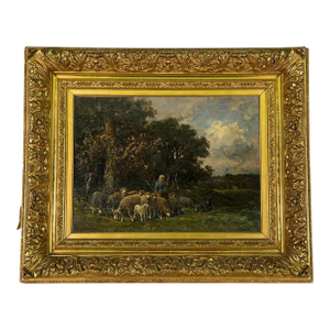 Mid 19th Century Barbizon Landscape With Sheep - By James Desvarreaux