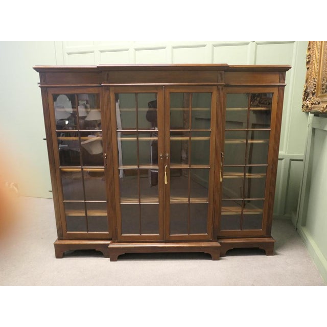 Long Break Front Bookcase in Walnut For Sale - Image 5 of 8