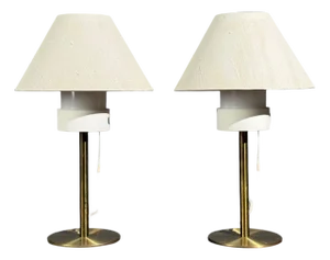 Luxus, Table Lamps, Brass, Fabric, Sweden, 1960s