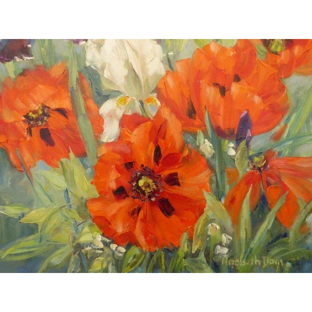 1980s Elizabeth Davies, Still Life with Flowers, 1980, Oil on Canvas For Sale - Image 5 of 17