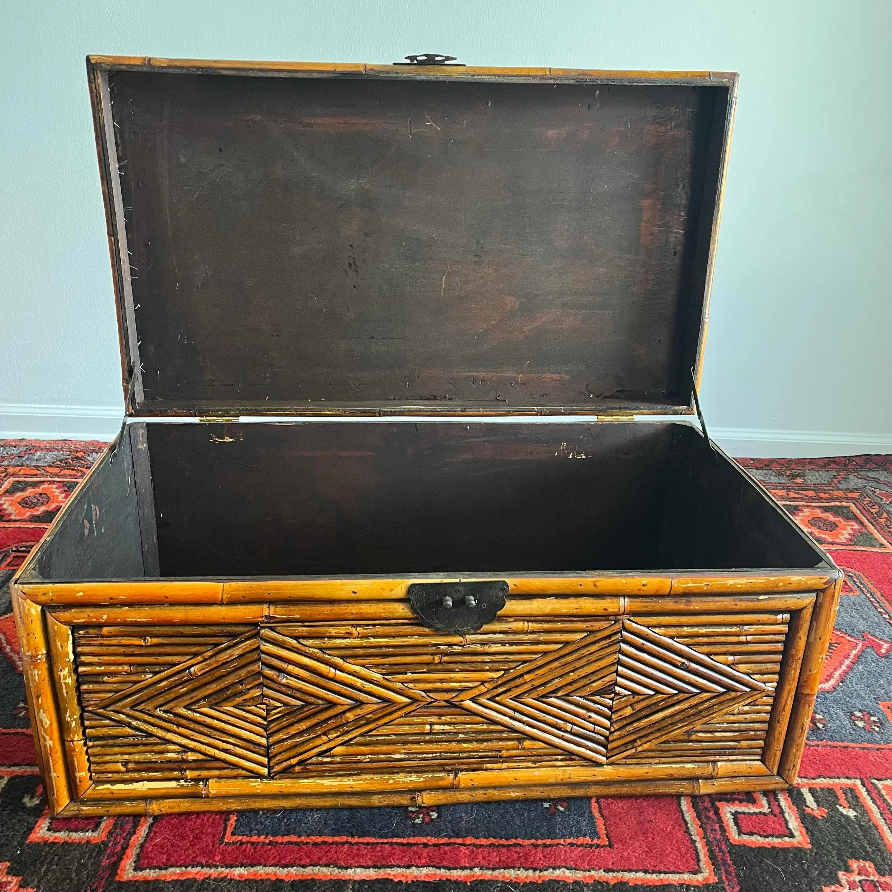 1960s Vintage Split Bamboo Trunk Chest | Chairish