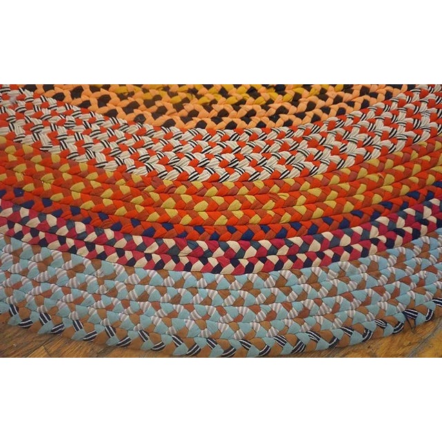 Gray 1930s Multi Background Wtih Folk Art Styles Round Antique American Braided Rug For Sale - Image 8 of 15