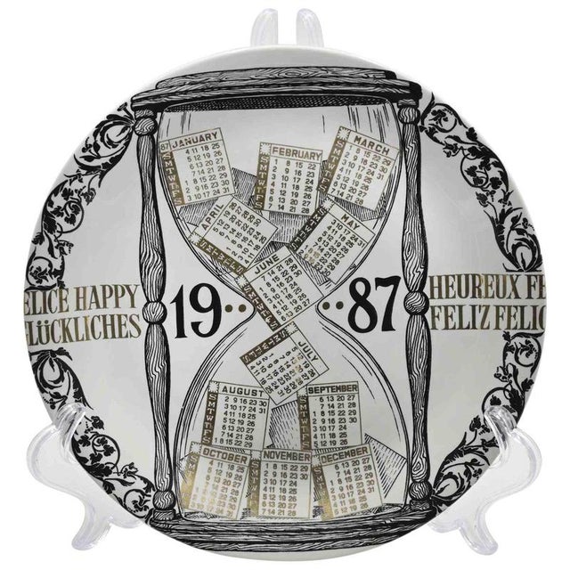 1980s Vintage Happy Calendario Plate by Piero Fornasetti, Italy, 1987 For Sale - Image 5 of 5