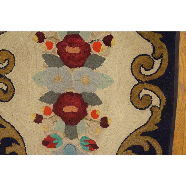 Textile Sublime Tan Beige Color With Beautiful Flower Design Antique American Hooked Rug For Sale - Image 7 of 10
