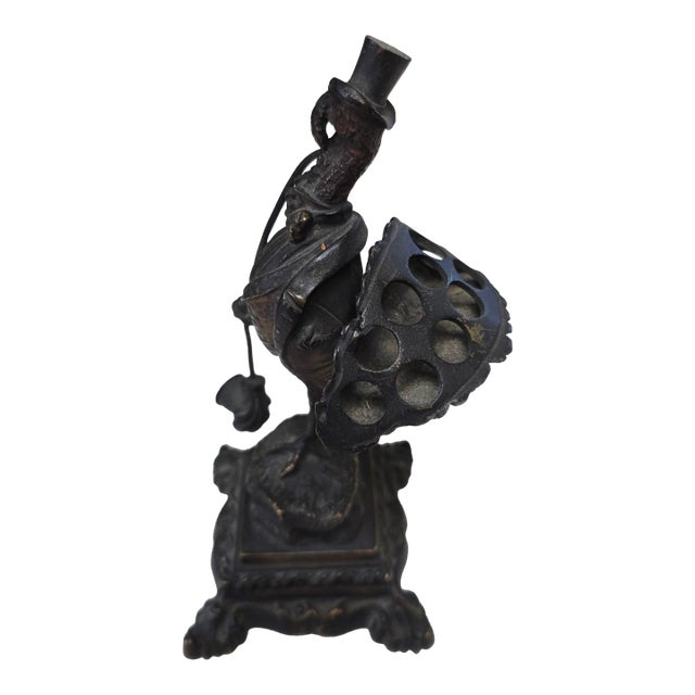 Antique Bronze Turkey Hearing Challenged Cigar Holder For Sale