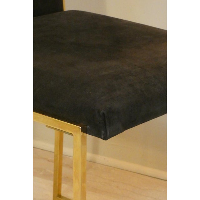 Suede and Gilded Steel Chairs, Italy, 1970s, Set of 6 For Sale - Image 12 of 18