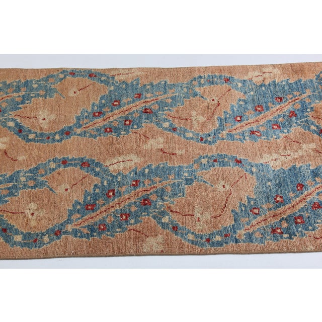 Vintage Oushak Runner Rug – Natural Dyes & Elegance Blue Tone Hallway Rug -2' 4'' X 11' 4'' For Sale - Image 11 of 12